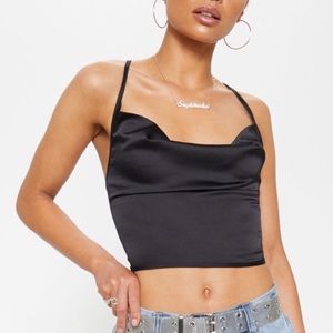 Satin Cowl Neck Tank Top